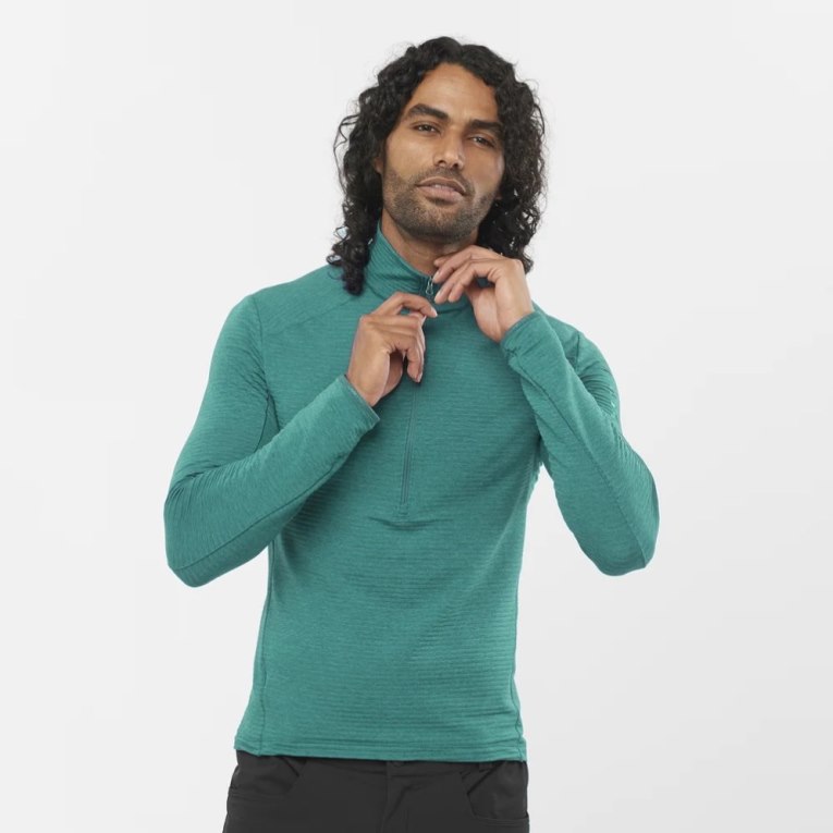 Sudaderas Salomon Outline Half Zip Hombre Verdes | MX XCVG651